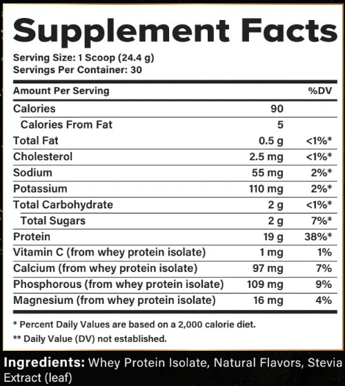 Pro SZN-Vanilla Whey Protein - Nutrition Facts