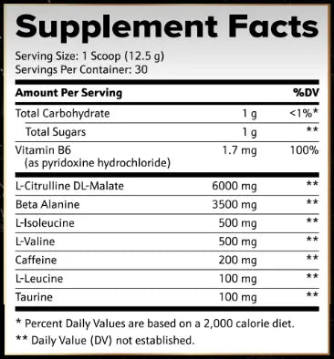 Pre SZN Watermelon Pre-Workout - Supplement Facts